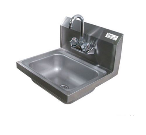 14&#034; x 10&#034; stainless steel splash mount hand sink w/ faucet bbkhs-w-1410-p-g for sale