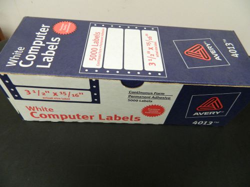 LOT of 2 Avery Continuous Form White Computer Labels 4013 Perm Adh 3-1/2&#034;x15/16&#034;