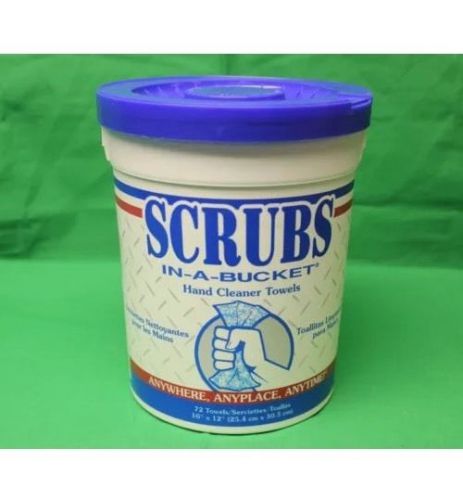 Scrubs-in-a-bucket 42272ct hand cleaner towels, blue, 1 bucket of 72 wipes for sale