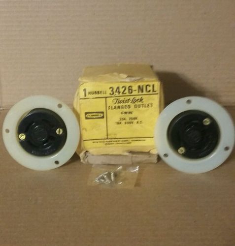 Lot of 2 hubbell twist lock flanged outlet 250v 20a for sale