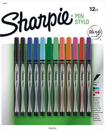 Sanford Sharpie Fine Point Pen Stylo, Assorted Colors, 12-Pack 1802226