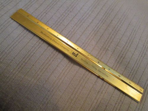 Vintage Macklanburg - Duncan Advertising 12&#034; Goldtone Metal Ruler In Fair Shape