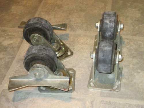 4 Vintage Albion Industrial Castor Cart Table Wheels - 2 Locking