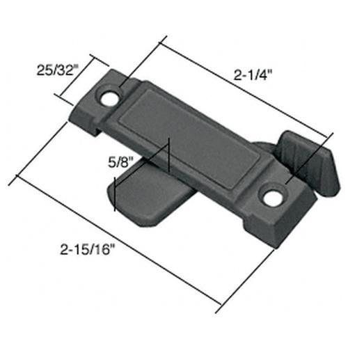 Black sliding window lock with 2-1/4&#034; screw holes &amp; 5/8&#034; latch projection f2591 for sale