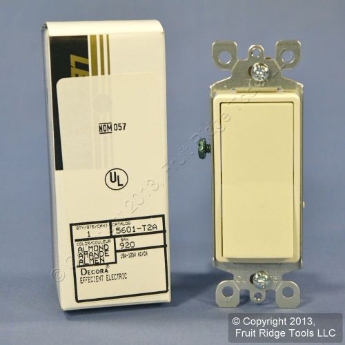 New leviton almond decora rocker wall light switch 15a single pole 5601-t2a for sale