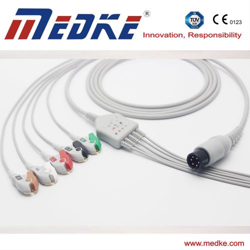 New 6 Pins ECG cable with clip terminal, 5 leads, AHA , G5140P