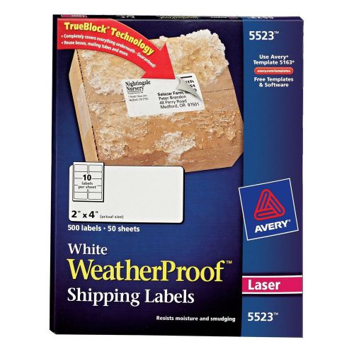 Avery Weatherproof Laser Shipping Labels 2&#034; x 4&#034; 500/Pack (5523)