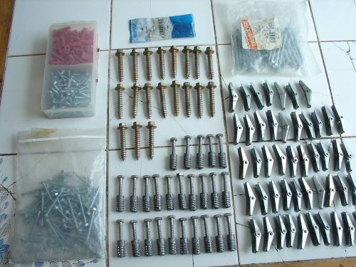 Lot of 278 concrete, wood, sheetrock, anchors and screws, hex, plastic, copper for sale