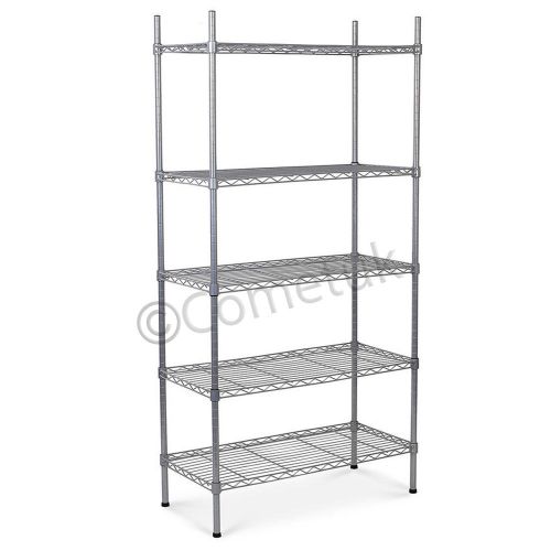 5 Tier Carbon Steel Shelf Kitchen Storage Garage Wire Rack Shelving Adjustable