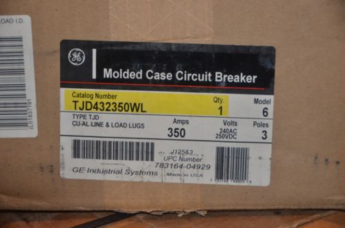 New ge tjd tjd432350wl 3 pole 350 amp 240v circuit breaker for sale