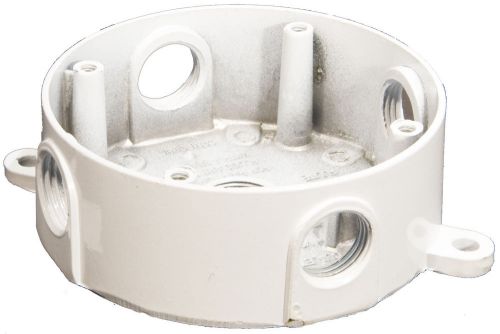 Morris Products 4&#034; Round Weatherproof Boxes in White with Five Holes