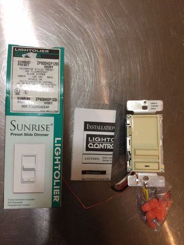 Lightolier florescent dimmer switch zp600hdf120-i ivory preset slide dimmer new for sale
