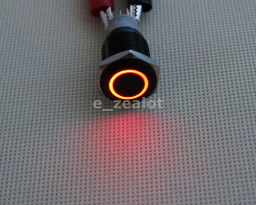 16mm 12V LED Latching Push Button Stainless Steel Power Switch Red