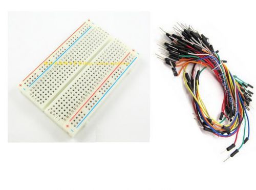 Mini universal solderless breadboard 400 tie-points +65pcs jumper cable wire for sale