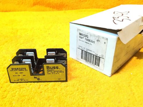***new*** case of (8) bussman bm6032pq 30 amp 600 volt 2-pole fuse holder blocks for sale