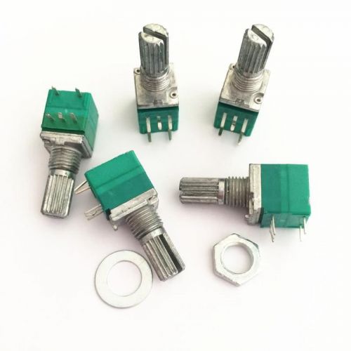 5pcs B10K Audio Amplifier Sealed Potentiometer 15mm Shaft 5-Pin with Switch New