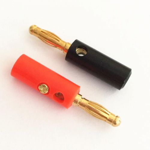 10pcs banana plug gold plated red + black lenth 40mm new for sale