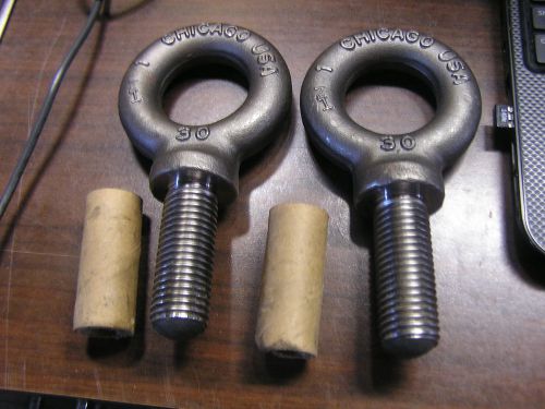 2 NEW UNUSED CHICAGO 30 MACHINERY EYE BOLTS WITH SHOULDER