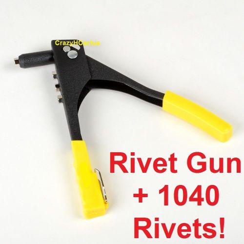 Rivet gun w/1040 rivets hand pop blind riveter 3/32&#034; 1/8&#034; 5/32&#034; 3/16&#034; free ship! for sale