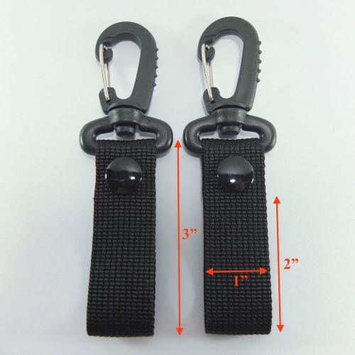 2 Police Army Black Duty Belt Keepers Carabiner Nylon Snaps Fit Belts 2 inch New