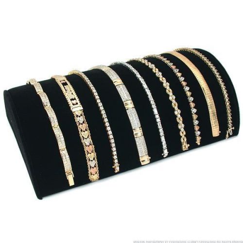 Black Velvet Half Moon Bracelet Watch Display Showcase