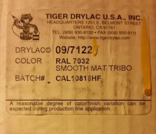 TIGER DRYLAC POWDER COATING PAINT SMOOTH MAT TRIBO RAL7032 1 LB