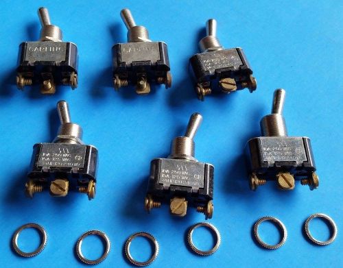 Carling Toggle Switch #2X594  (HM254-73XG)  3PDT on/off/on 10A (Lot of 6)  * NOS