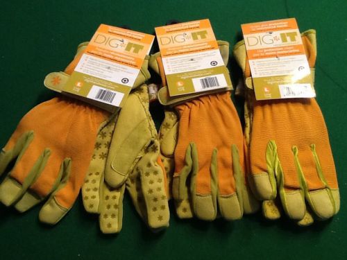 3 NEW PAIRS DIG IT LADIES WORK GLOVES FOR MANICURED HANDS SIZE LONG