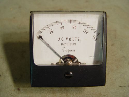 Estate Vintage Simpson AC Volts 0-150  Rectifier Type Panel Meter Steampunk