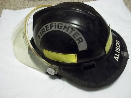 Bullard Black Firefighter &amp; Rescue Helmet w/ Visor &amp; Inner Liner Used FireDome