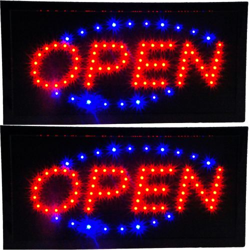 2 Bright Animated LED Open Signs Store Shop Display Lights Neon Bar Sign Pub Two