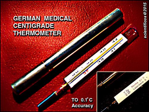 Centigrade medical / clinical fever thermometer in metal case - mint for sale