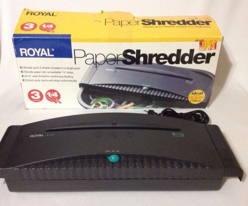Royal paper shredder jaws model js1100 3 sheets 1/4&#034; strips sits on trash can for sale