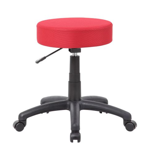 Boss Office Products Height Adjustable Stool with Double Wheel Caster Red