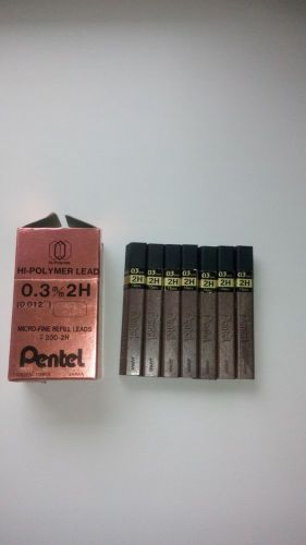 Pentel Hi-Polymer Mechanical Pencil Lead Refills, 0.3mm, 2H (12 pcs in a box)