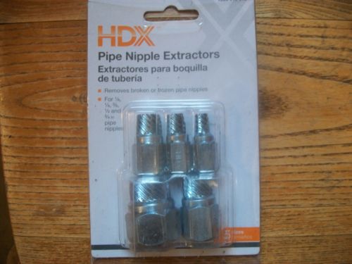 Five piece steel pipe nipple extractors spiral easy out removal plumbing 5 pc for sale