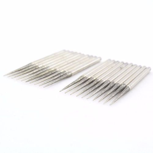 20Pcs 1.5mm Lapidary Diamond Grinding Needle Bits Mounted Tapered Point Gems 15D