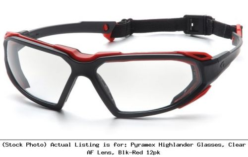 Pyramex highlander safety glasses - clear anti-fog lens, black-red : sbr5010dt for sale