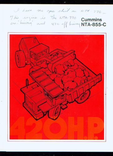 1970 Cummins Diesel Engines NTA-855-C 6-page foldout brochure (writing on cover)