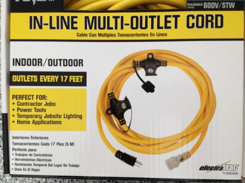 50 ft 600v multi-outlet power distribution extension cord 14/3 electra track new for sale