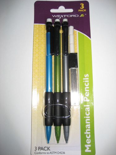 Mechanical Pencils *NEW* Wexford x3 blue, green &amp; gray pencils