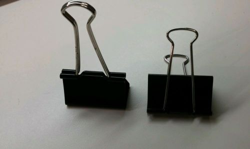 Lot of 20 BLACK / SILVER BINDER CLIPS LARGE 2&#034; Wide ; Opens 1-1/16&#034; Free Ship