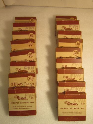 Vintage Lot of 17 Nassau and Dict-Trans Magnetic Recording Tape Stenorette