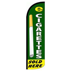 E-cigarettes sold here extra wide windless swooper flag jumbo sign banner for sale