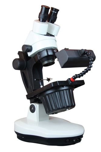 Professional Gem Testing Gemology LED Darkfield Zoom Stereo Microscope w Clamps