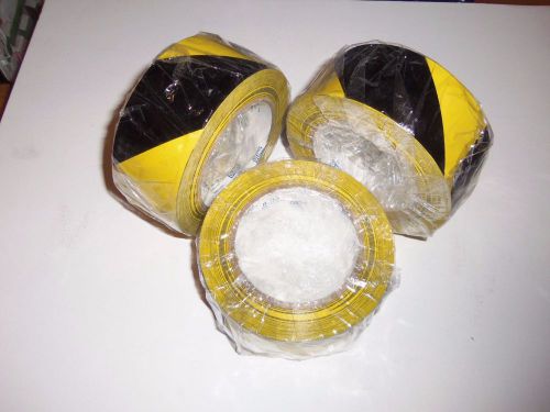 3 ROLLS ULINE S-2183 YELLOW/BLACK INDUSTRIAL SAFETY TAPE 2&#034; x 36 YARDS  **NEW**