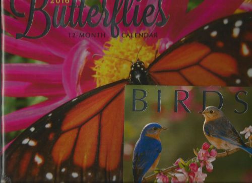 2016 Wall Calendar 12 Month Butterflies plus Free  Mini Birds Calendar Sealed