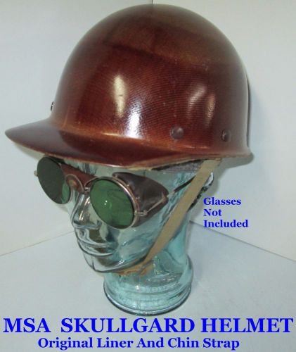 Msa skullgard  construction hard hat, protective helmet, orig liner &amp; chin strap for sale
