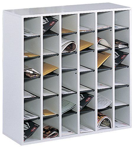 New safco products wood mail sorter  36 compartment  gray  7766gr for sale