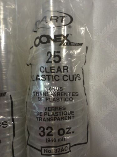 100 Dart Conex Plastic CLEAR Cups Glasses 32 Ounce AND LIDS NEW